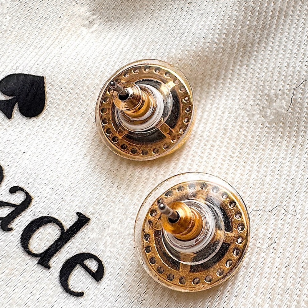 ♣️ Kate Spade Black Onyx Crystal Pave Halo Stud Earrings - Picture 13 of 13